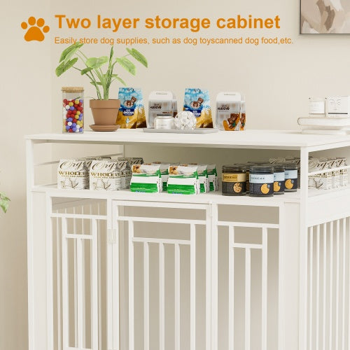 πΎ Elegance Meets Security: 43.3β Luxury Wooden Dog Kennel with Divider & Storage
