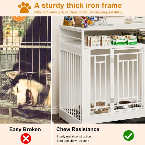 πΎ Elegance Meets Security: 43.3β Luxury Wooden Dog Kennel with Divider & Storage