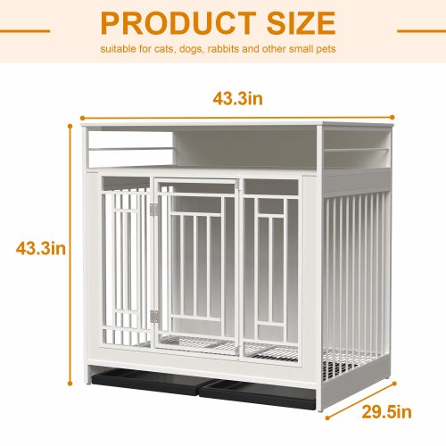πΎ Elegance Meets Security: 43.3β Luxury Wooden Dog Kennel with Divider & Storage