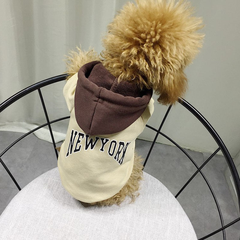🐾 Pet Terry Cotton Casual "New York" Hooded Sweatshirt – For Trendy Pups & Parents