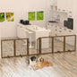 Elegant 144" Foldable Wooden Dog Gate with Door – 6-Panel Pet Barrier for Stylish Indoor Spaces
