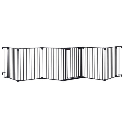 150" Adjustable Indoor/Outdoor Steel Safety Gate – 6-Panel Pet & Baby Barrier for Doorways, Fireplaces, & More