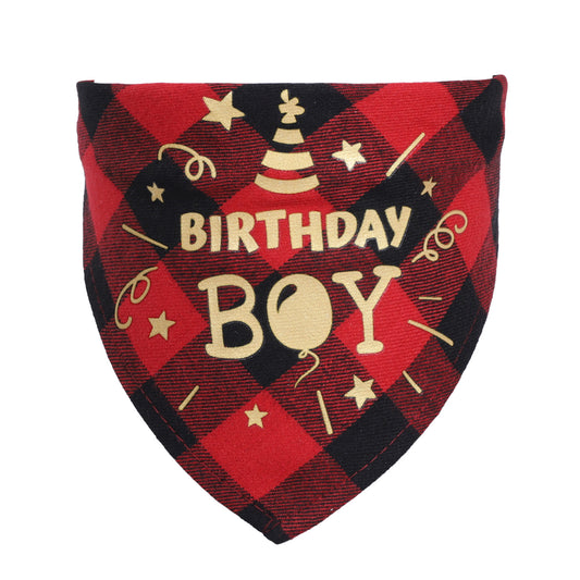 🎉 Check Meow-t! Birthday Cotton Scarf for Cats & Dogs – Timeless Twill Charm
