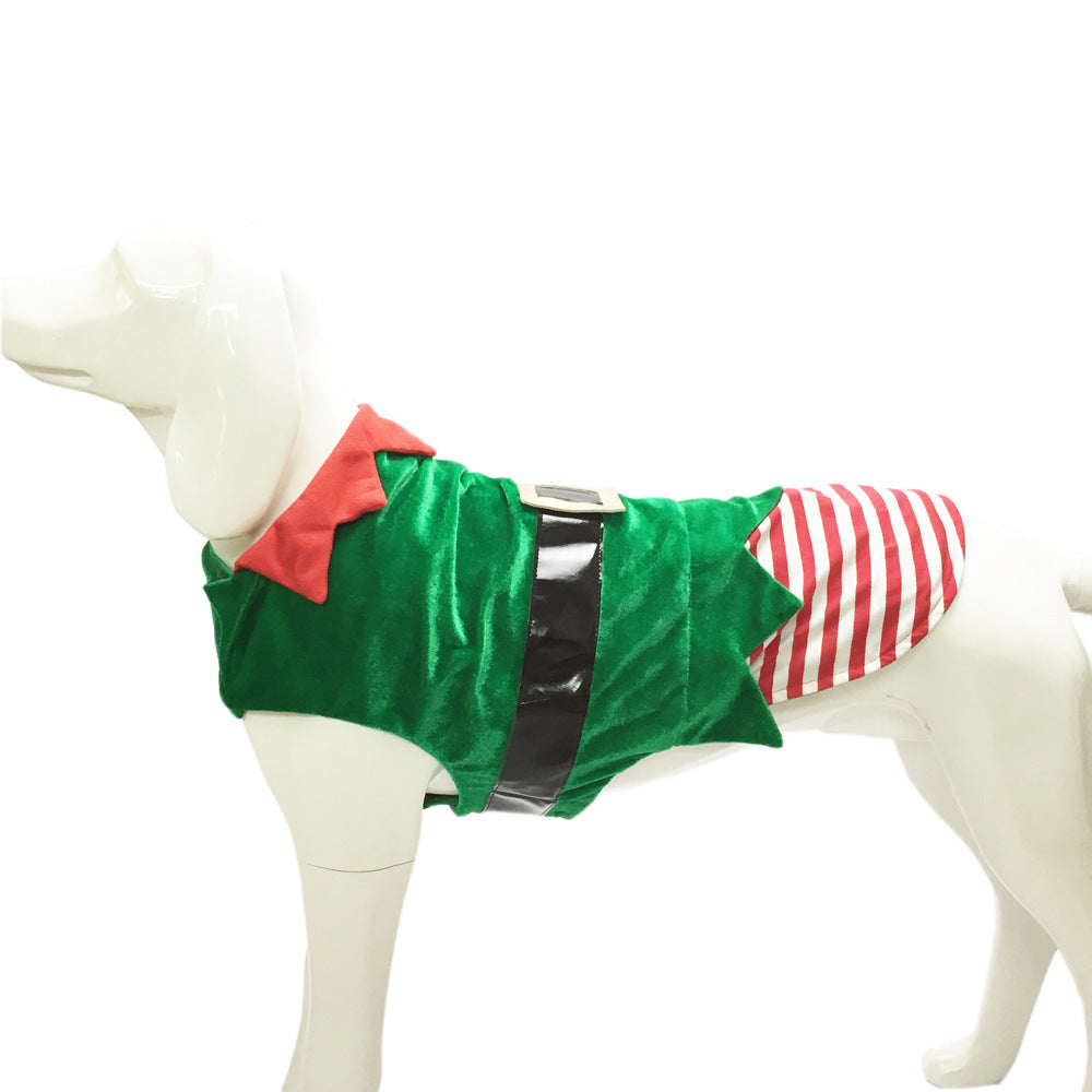 🎄 Fashion Christmas Clothes: Green Elf Dog Costume – A Holiday Must-Have for Pampered Pups