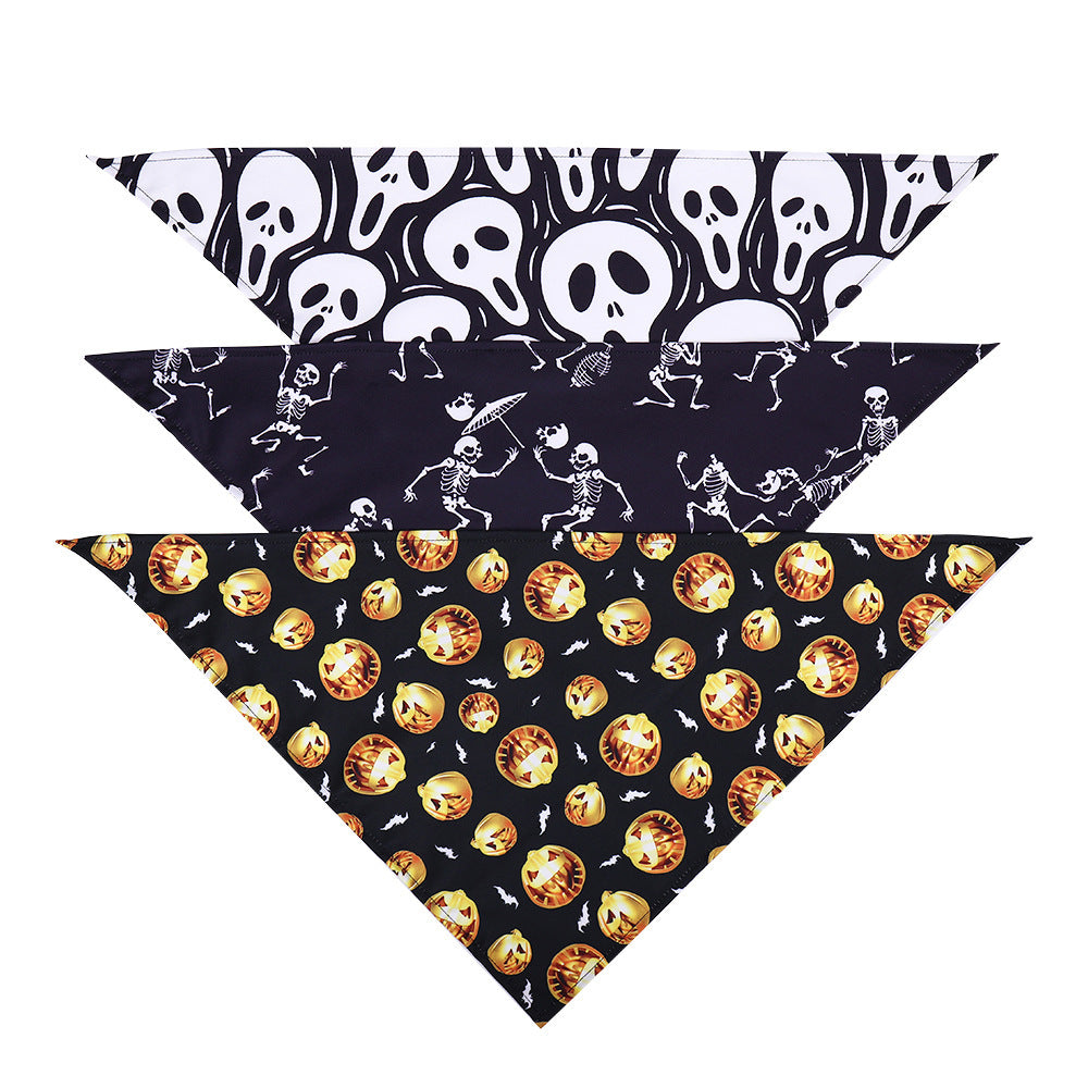 Spooky Style! Halloween Skull Triangle Dog Scarf