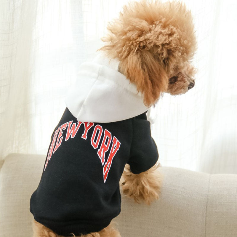 🐾 Pet Terry Cotton Casual "New York" Hooded Sweatshirt – For Trendy Pups & Parents