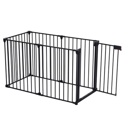 150" Adjustable Indoor/Outdoor Steel Safety Gate – 6-Panel Pet & Baby Barrier for Doorways, Fireplaces, & More