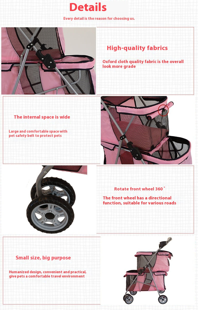 Pawlenci™ LuxeFold Double-Decker Pet Stroller