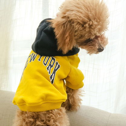 🐾 Pet Terry Cotton Casual "New York" Hooded Sweatshirt – For Trendy Pups & Parents