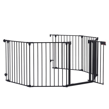 150" Adjustable Indoor/Outdoor Steel Safety Gate – 6-Panel Pet & Baby Barrier for Doorways, Fireplaces, & More