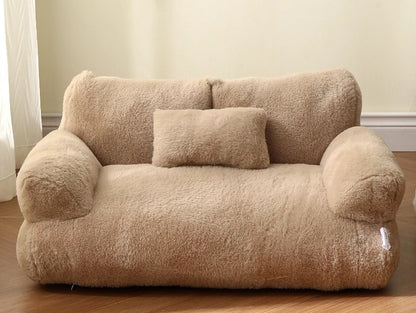 CloudNook™ Luxe Cat Sofa – Plush Winter Bed with Pillow Support