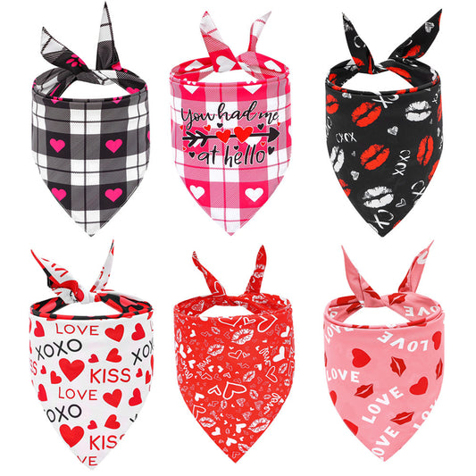 💘 Love Pup in Style – Valentine's Day Cartoon Pet Scarf 💘