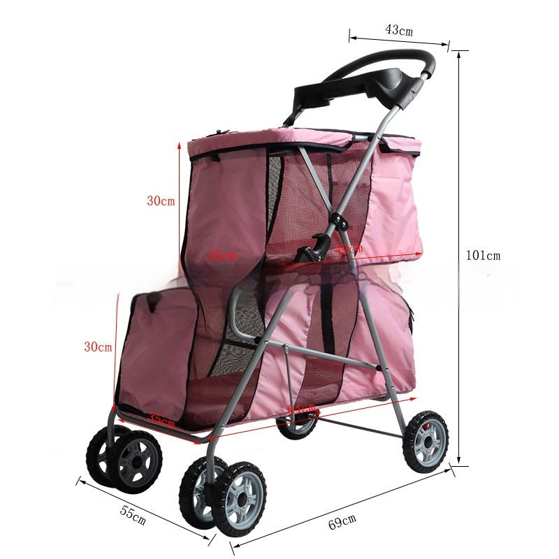 Pawlenci™ LuxeFold Double-Decker Pet Stroller