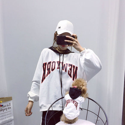 🐾 Pet Terry Cotton Casual "New York" Hooded Sweatshirt – For Trendy Pups & Parents