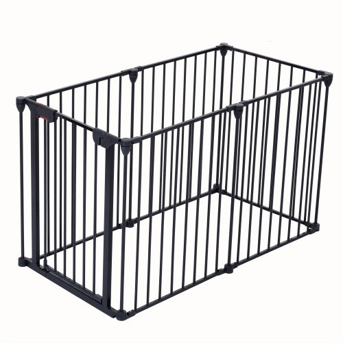 150" Adjustable Indoor/Outdoor Steel Safety Gate – 6-Panel Pet & Baby Barrier for Doorways, Fireplaces, & More