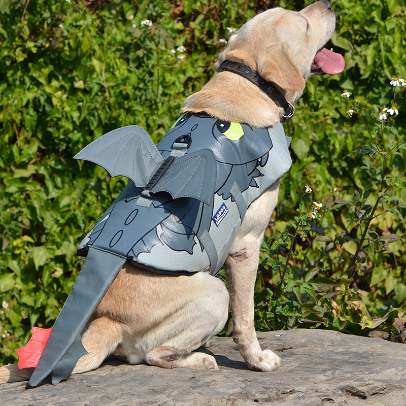 🐉 Flying Dragon Cosplay Dog Swimsuit – Grey