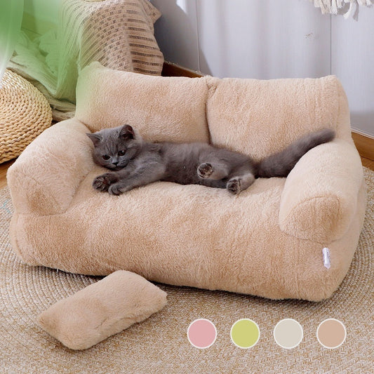 CloudNook™ Luxe Cat Sofa – Plush Winter Bed with Pillow Support