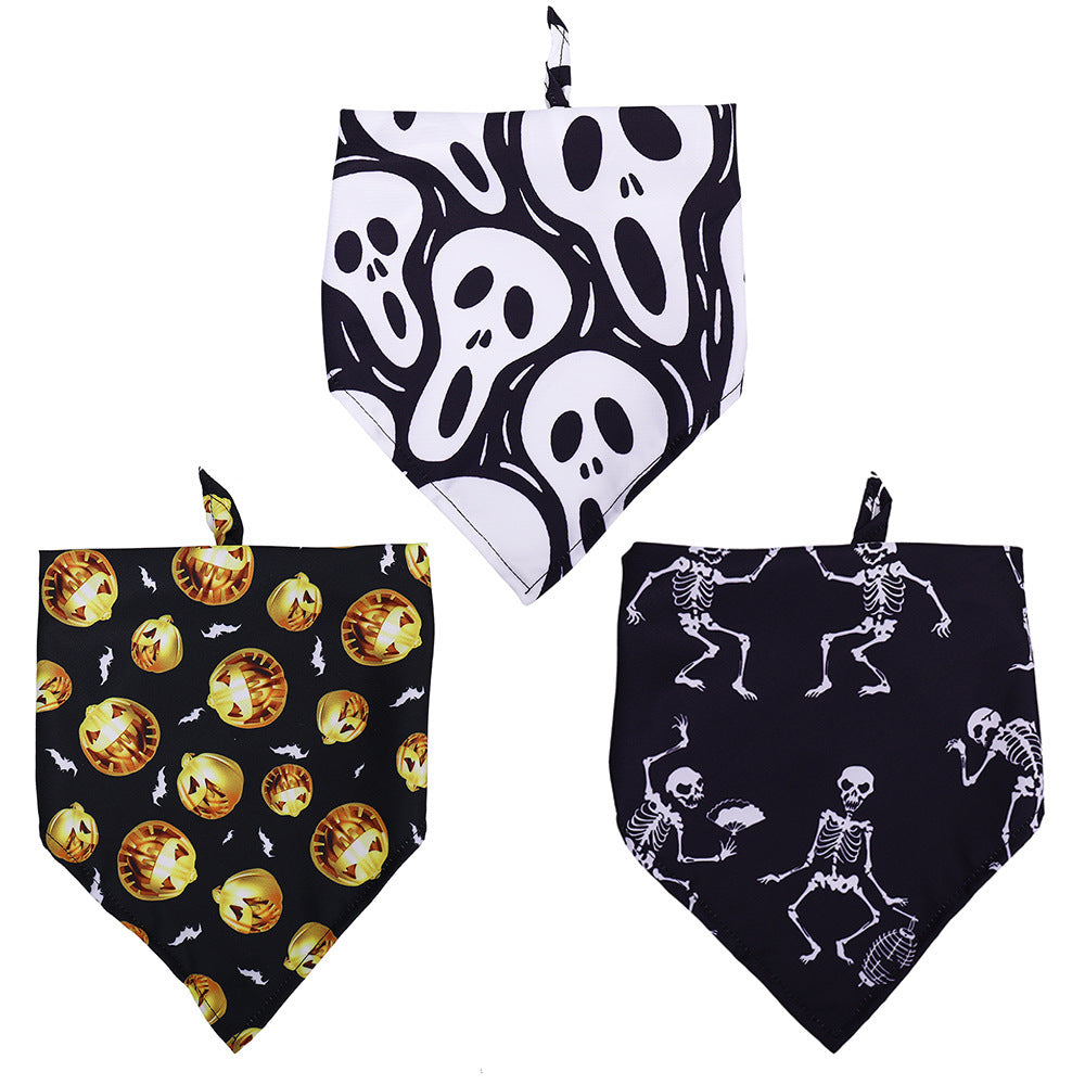 Spooky Style! Halloween Skull Triangle Dog Scarf